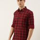 Men Maroon Checked Pure Cotton Full Sleeve Casual Shirt