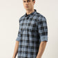 Men Blue Checked Pure Cotton Full Sleeve Casual Shirt