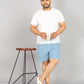 Men Plus Size Sky Blue and White Checked Boxer