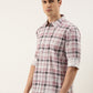 Men Dusty Pink Checked Pure Cotton Full Sleeve Casual Shirt