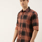Men Brown and Black Checked Pure Cotton Full Sleeve Casual Shirt