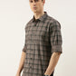 Men Grey Checked Pure Cotton Full Sleeve Casual Shirt