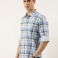 Men Blue Checked Pure Cotton Full Sleeve Casual Shirt