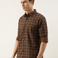 Men Brown Checked Pure Cotton Full Sleeve Casual Shirt