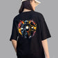 Broon Women Printed Oversize Round Neck Black T-Shirt