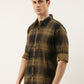 Men Mustard and Black Checked Pure Cotton Full Sleeve Casual Shirt