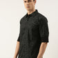 Men Black Printed Pure Cotton Full Sleeve Casual Shirt
