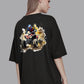 Broon Women Printed Oversize Round Neck Black T-Shirt