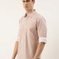 Men Rust Striped Pure Cotton Full Sleeve Casual Shirt