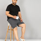 Men Plus Size Black and White Checked Boxer
