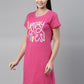 CURARE Women Printed Round Neck Fuchsia LongTees