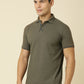 Men Solid Polo Neck Olive T-Shirt