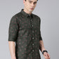 Dark Green printed Pure Cotton Full Sleeve Shirt
