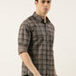 Men Grey Checked Pure Cotton Full Sleeve Casual Shirt