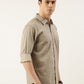 Men Beige Printed Pure Cotton Full Sleeve Casual Shirt
