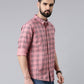 Pink Checked Pure Cotton Casual Full Sleeve Shirt