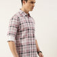 Men Dusty Pink Checked Pure Cotton Full Sleeve Casual Shirt