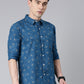 Blue printed Pure Cotton Full Sleeve Shirt