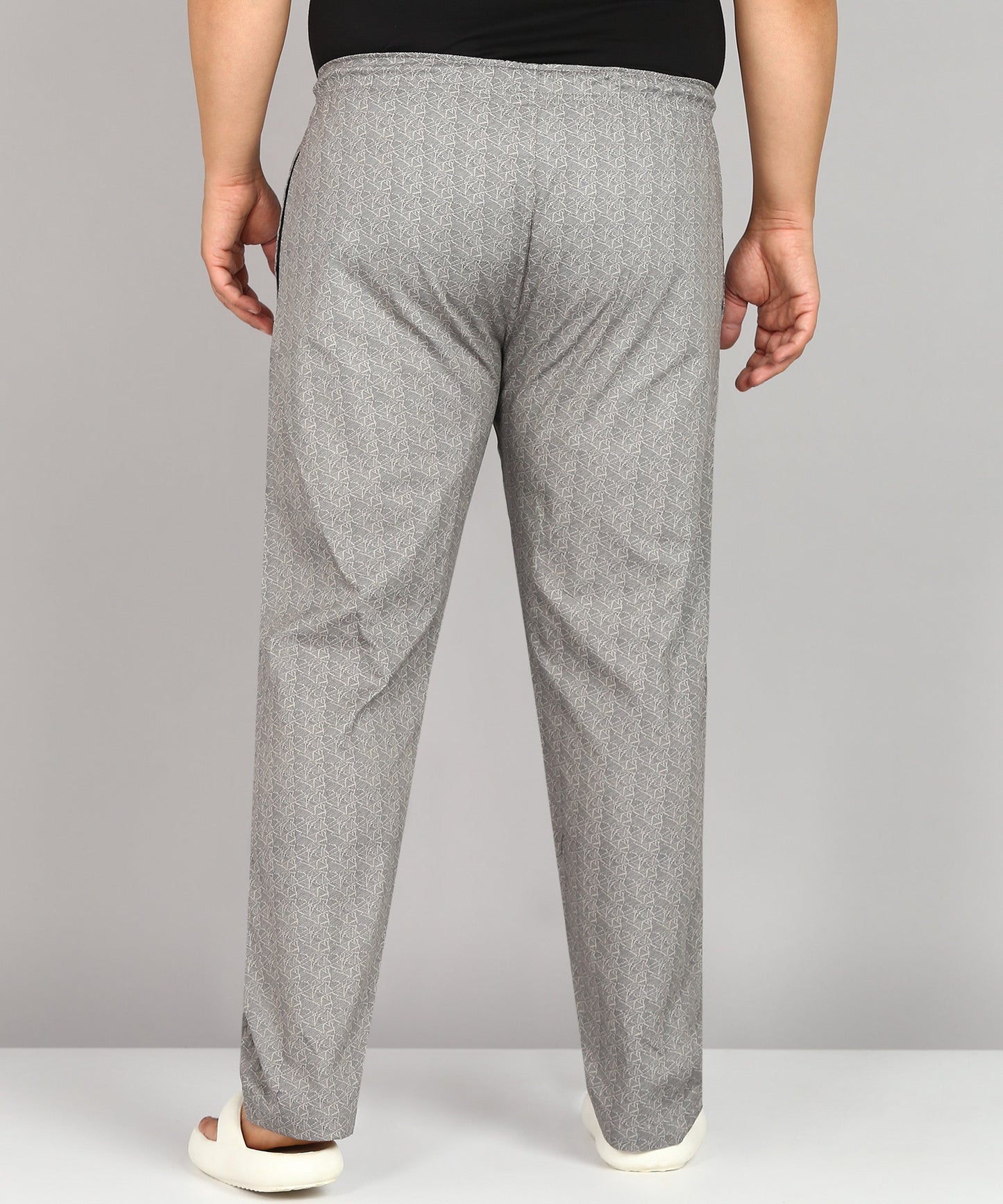 Men Plus Size Grey Printed Pyjama
