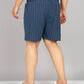 Men Plus Size Navy Blue and Blue Checked Boxer