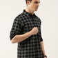 Men Black Checked Pure Cotton Full Sleeve Casual Shirt