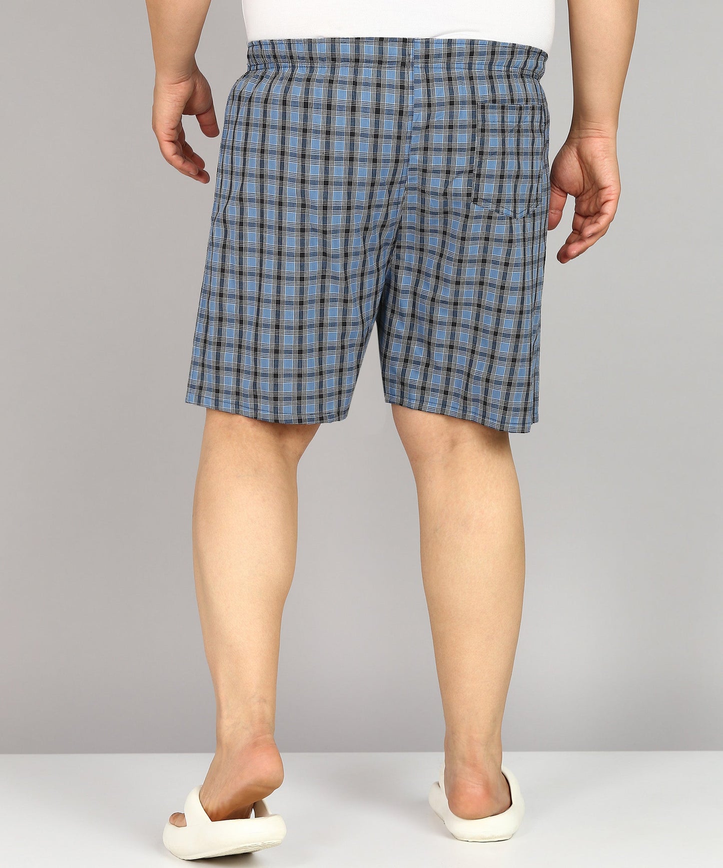 Men Plus Size Blue and Black Checked Boxer