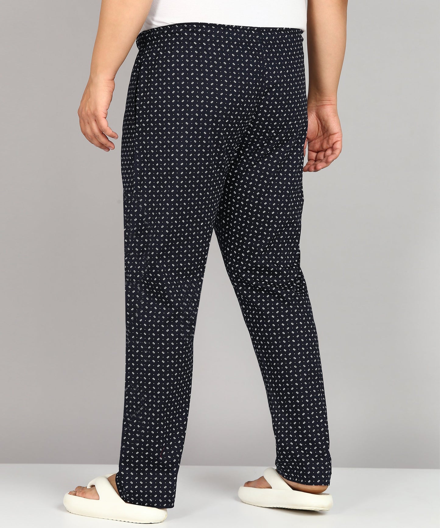 Men Plus Size Navy Blue Printed Pyjama