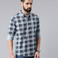 Light Blue Checked Pure Cotton Casual Full Sleeve Shirt