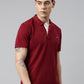 Men Maroon Solid Polo Collar T-shirt