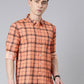 Orange Checkered Pure Cotton Full Sleeve Shirt