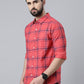 Red Checked Pure Cotton Full Sleeve Shirt