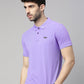 Men Lavender Solid Polo Collar T-shirt