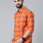 Orange Checked Pure Cotton Full Sleeve Shirt