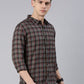 Men Grey Checked Cotton Blend Casual Full Sleeve Shirt