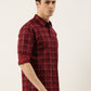 Men Maroon Checked Pure Cotton Full Sleeve Casual Shirt