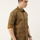 Men Brown Printed Pure Cotton Full Sleeve Casual Shirt