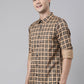 BROON Men Brown And Black Checkered Pure Cotton Full Sleeve Shirt