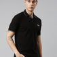 Men Solid Polo Collar Black T-shirt