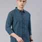 Men Green Checked Cotton Blend Casual Full Sleeve Shirt