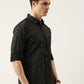 Men Black Printed Pure Cotton Full Sleeve Casual Shirt