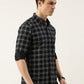 Men Navy Blue Checked Pure Cotton Full Sleeve Casual Shirt