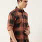 Men Brown and Black Checked Pure Cotton Full Sleeve Casual Shirt