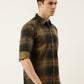 Men Mustard and Black Checked Pure Cotton Full Sleeve Casual Shirt