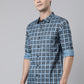 BROON Men Blue And Black Checkered Pure Cotton Full Sleeve Shirt