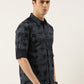 Men Navy Blue Printed Pure Cotton Full Sleeve Casual Shirt