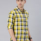Men Yellow Checked Cotton Blend Casual Full Sleeve Shirt
