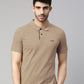 Men Beige Solid Polo Collar T-shirt
