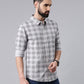 Grey Melange Checked Pure Cotton Casual Full Sleeve Shirt