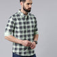 Light Green Checked Pure Cotton Casual Full Sleeve Shirt