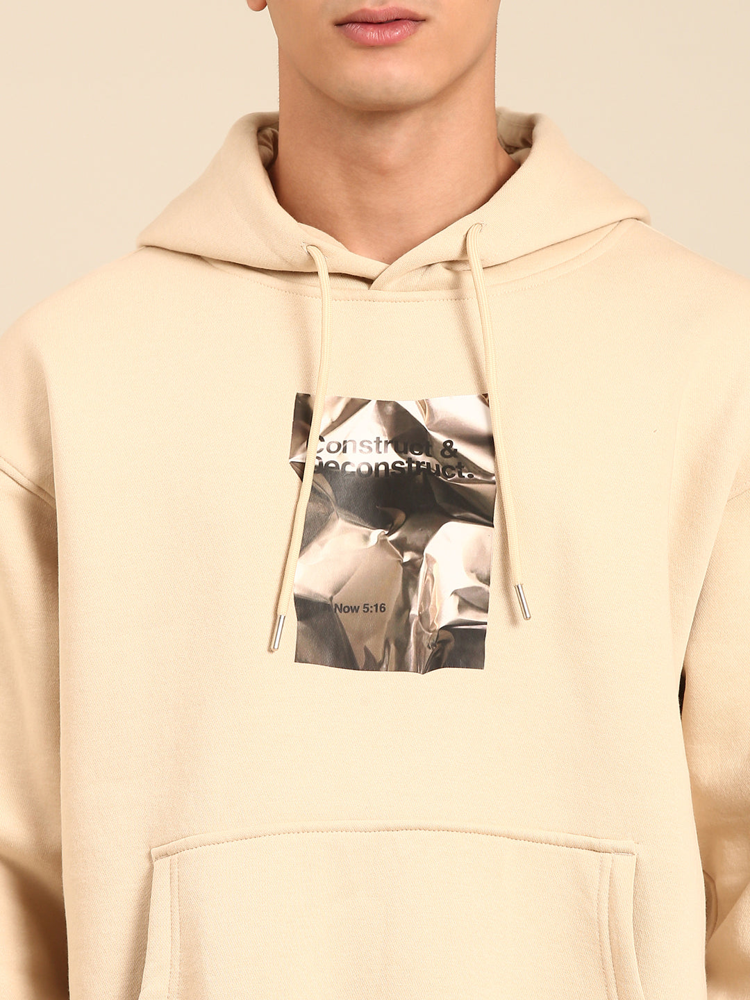 Men Printed Full Sleeve Hooded Sweatshirt